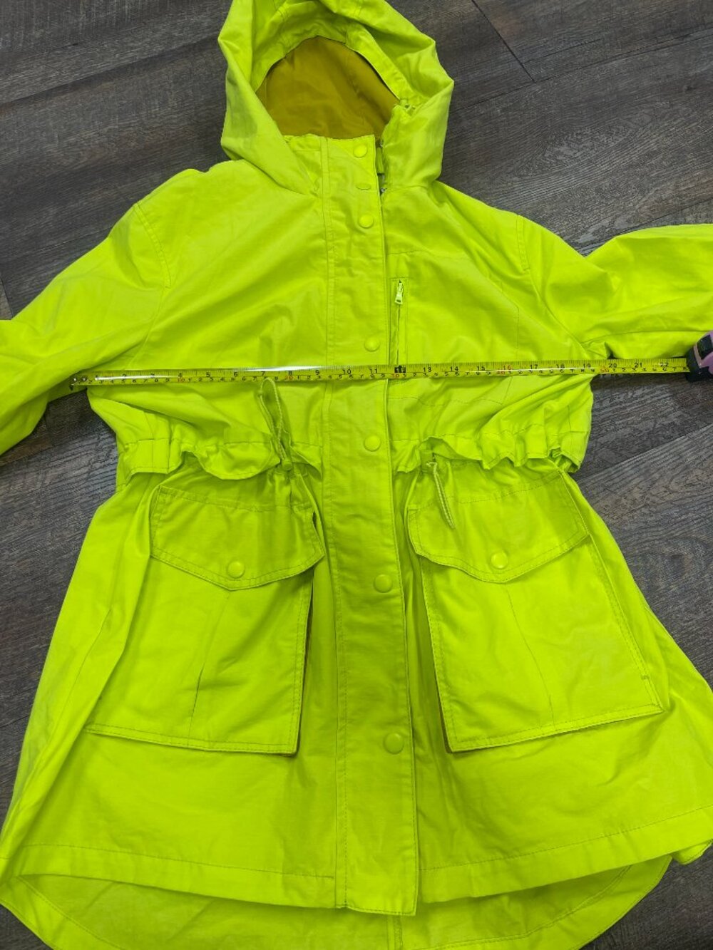 J.Crew Neon Yellow Hooded Anorak Little Nightmares Inspired Raincoat MP - Picture 6 of 9